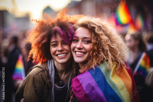 LGBTQ+ allies participating in a public event to show their support. Concept of allyship and inclusion. Generative Ai.