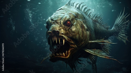 Piranha monster fish underwater killer zombie fish photo