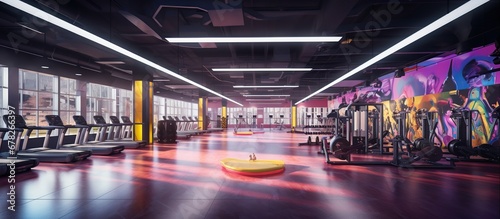 Modern futuristic design of Fitness sport center indoor view © orendesain99