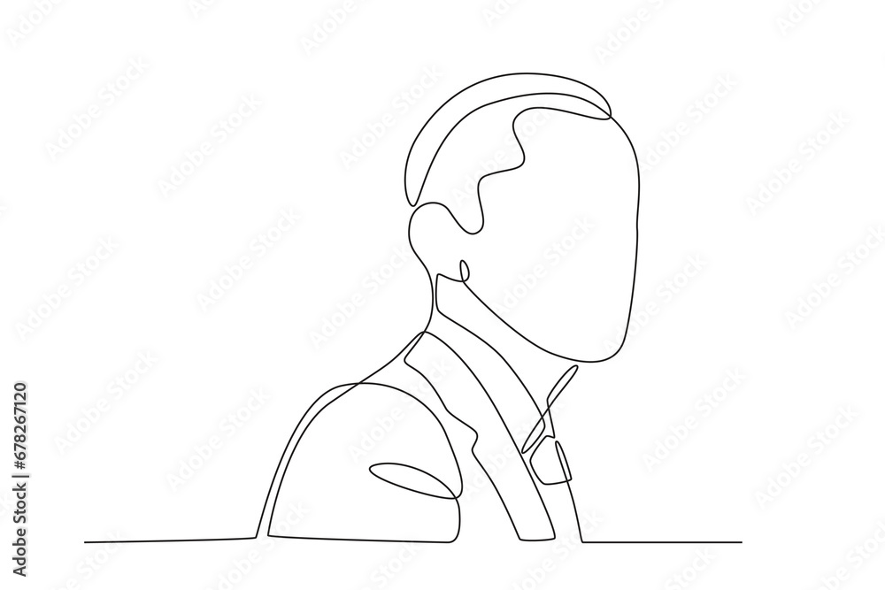 A black man looking at the side. Black history month one-line drawing