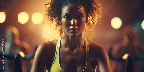 A woman in a fitness class, AI generated