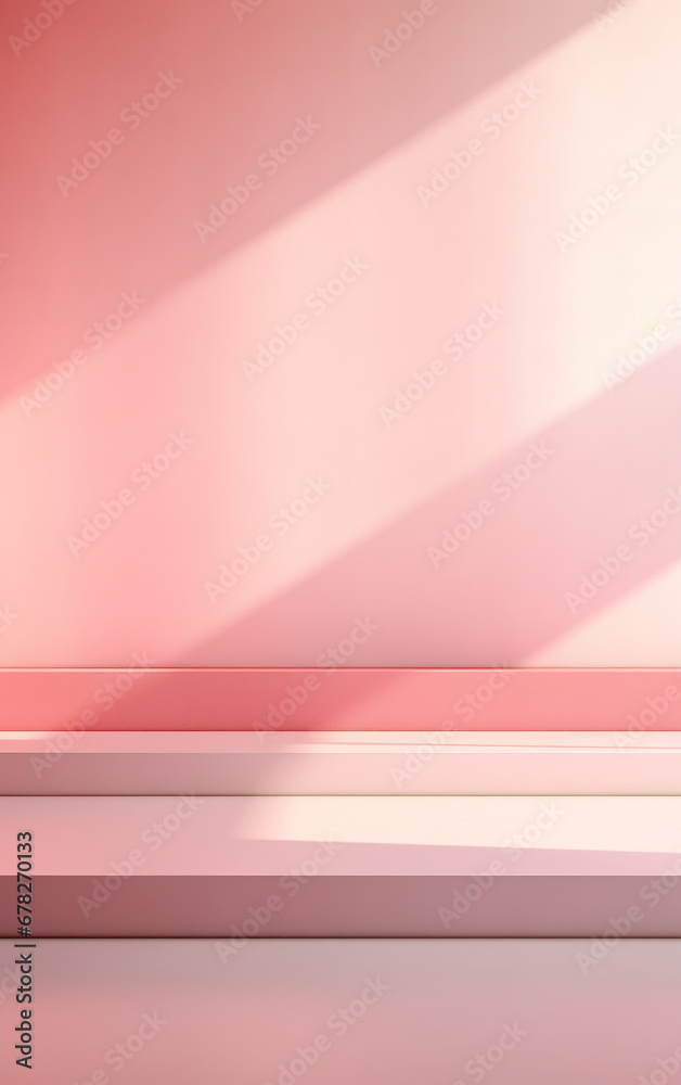 Sencillo y precioso fondo rosa con sombras de ventana iluminada y baldas para presentación de productos. Sencillo y precioso fondo rosa con sombras de ventana iluminada y baldas para presentación de productos.