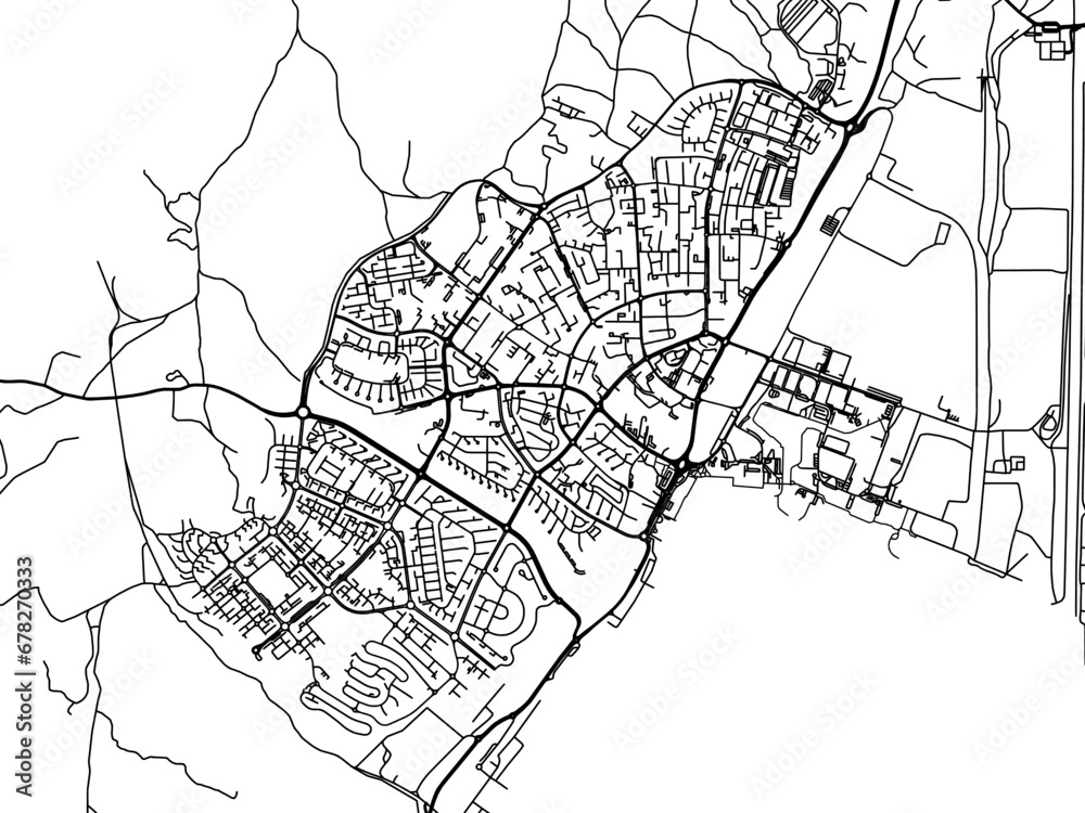 Vector road map of the city of Eilat in Israel with black roads on a white background.