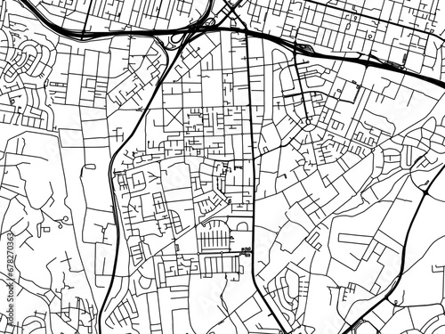 Vector road map of the city of Hod HaSharon in Israel with black roads on a white background.