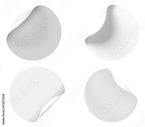 Blank Round Sticker Design with Peeling edge PNG template isolated on Transparent background
