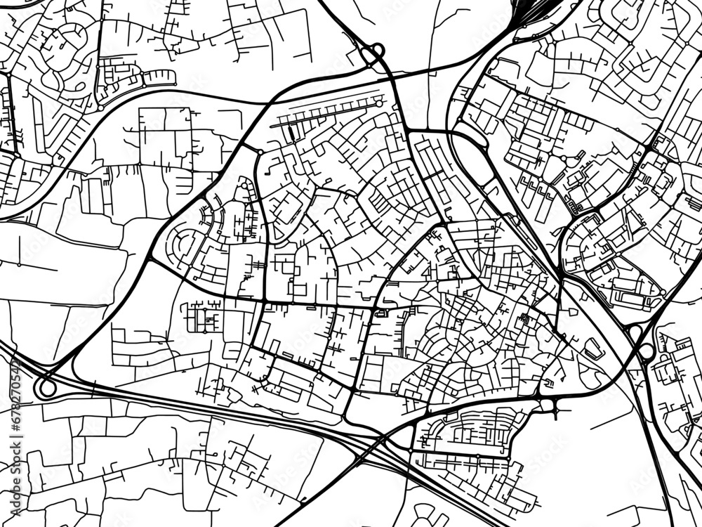 Vector road map of the city of Ramla in Israel with black roads on a white background.