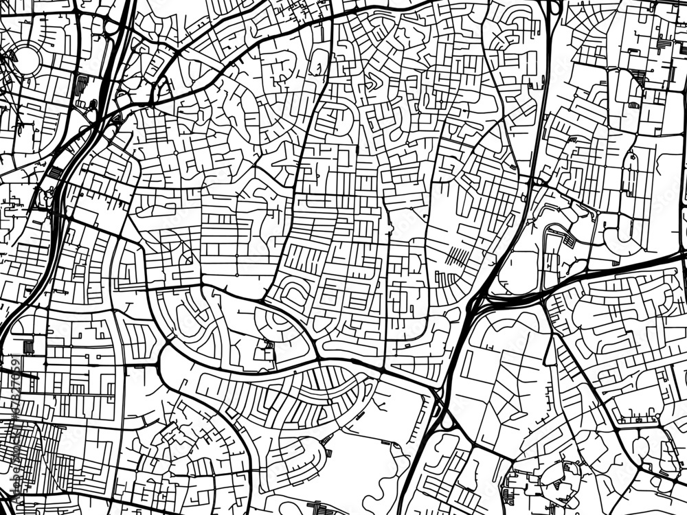 Vector road map of the city of Ramat Gan in Israel with black roads on a white background.
