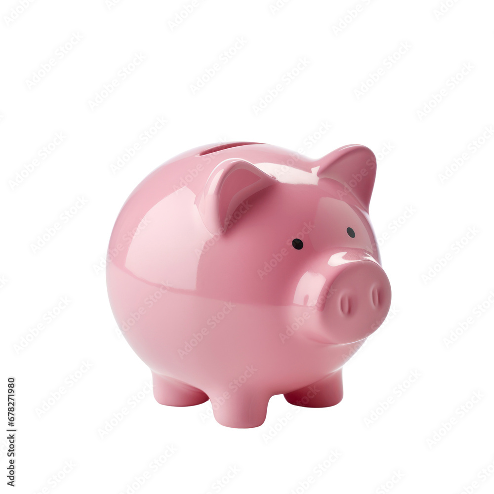 pink piggy bank on a transparent background.