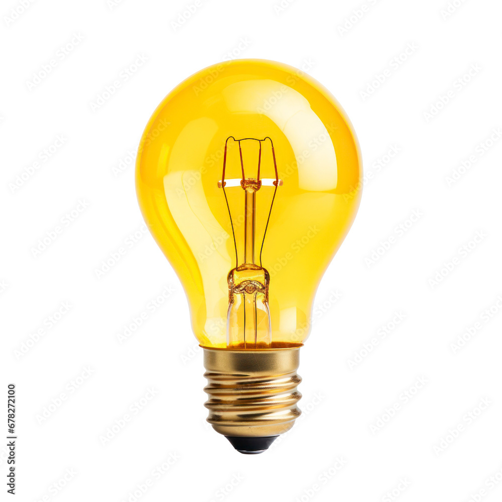 yellow light bulb on a transparent background. yellow light bulb on a transparent background.