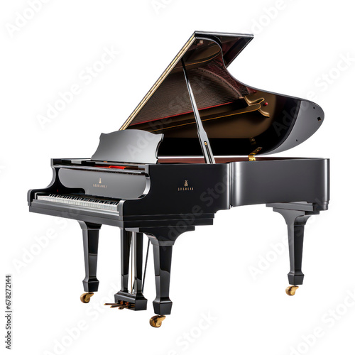 black piano on a transparent background.
