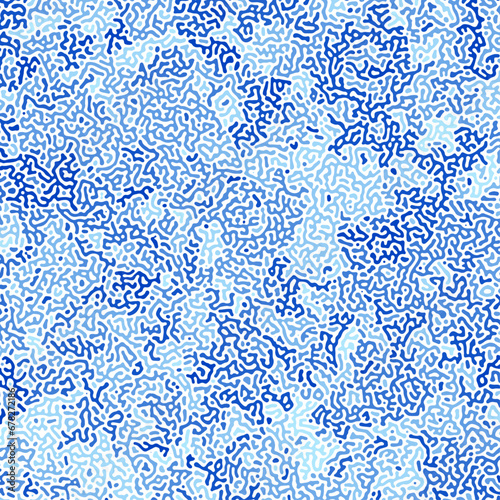 Abstract blue water reaction diffusion psychedelic pattern background. Organic line art biological wallpaper. Turing generative algorithm design.