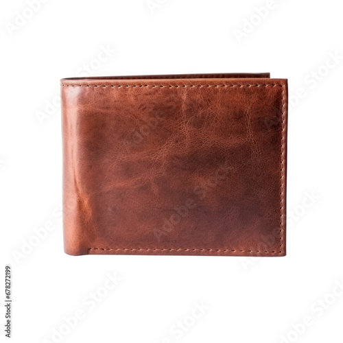 brown leather wallet on a transparent background.