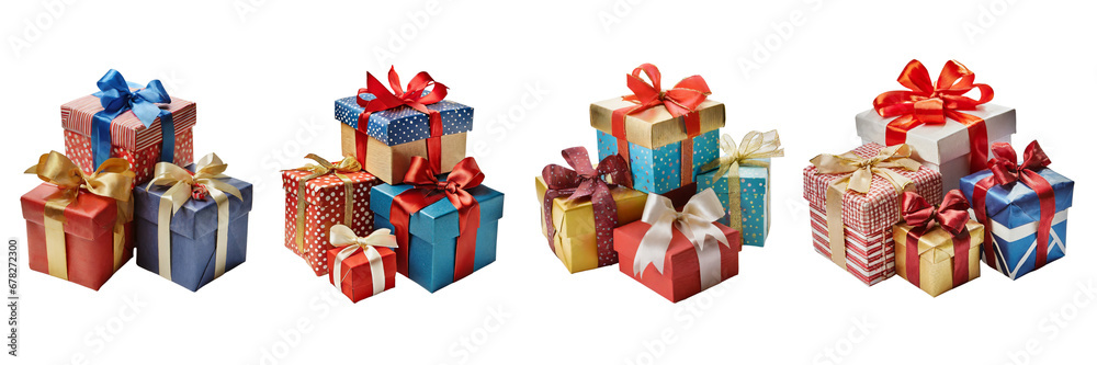 Set of Christmas gift boxes, isolated on white background. Set of Christmas gift boxes, isolated on white background.