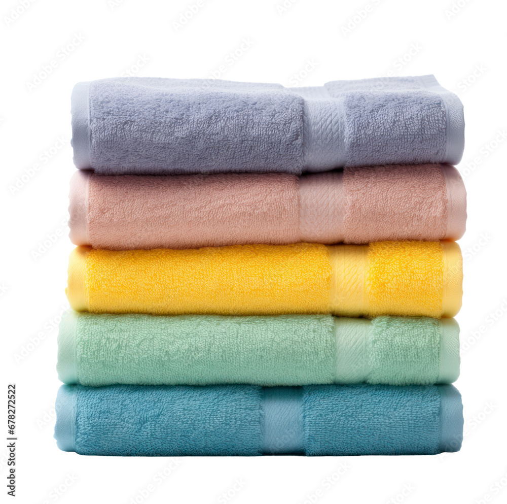 stack of towels on transparent background. stack of towels on transparent background.