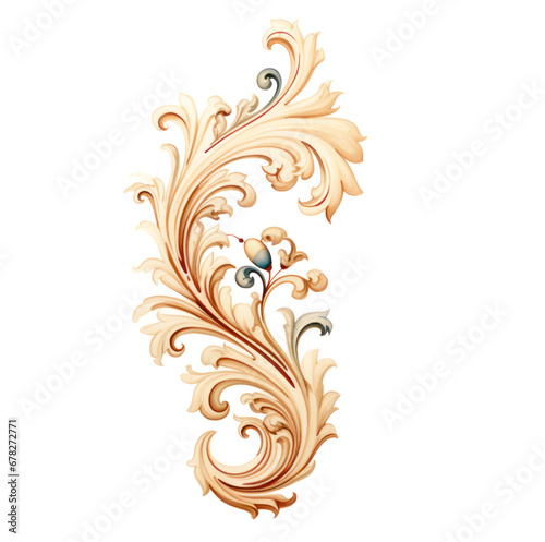 Art Nouveau Inspired Curve on transparent background.