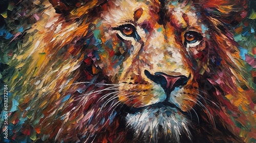 Lion head portrait art. photo