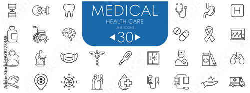 Set of 30 Medical and health care icons.