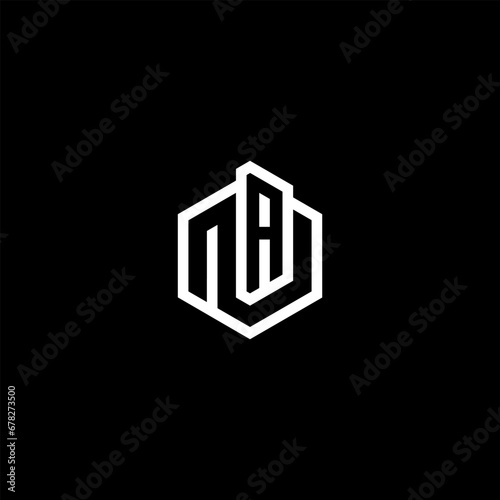 Initial letters NU, NP, NH, NA, NC, ND rounded hexagon shape monogram black simple modern logo