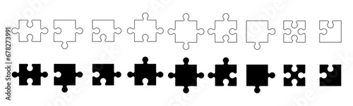 Puzzle piece element collection. Set of game puzzle. Vector photo