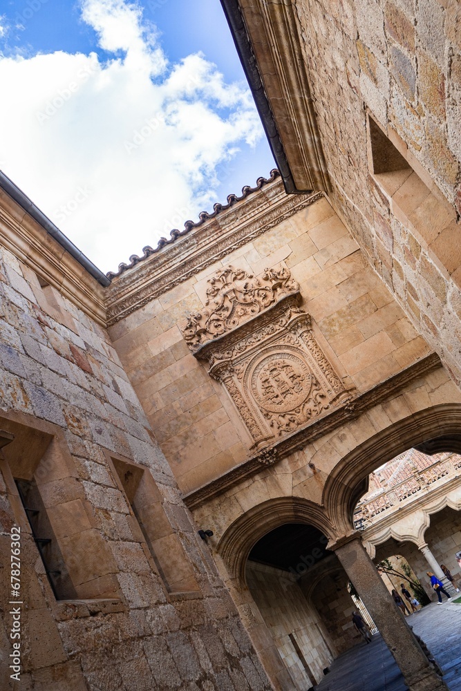 Vertical of the mesmerizing architecture of the monumental city Salamanca in Spain