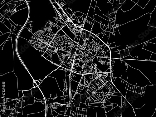 Vector road map of the city of Lubin in Poland with white roads on a black background.