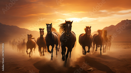 A group of horses running