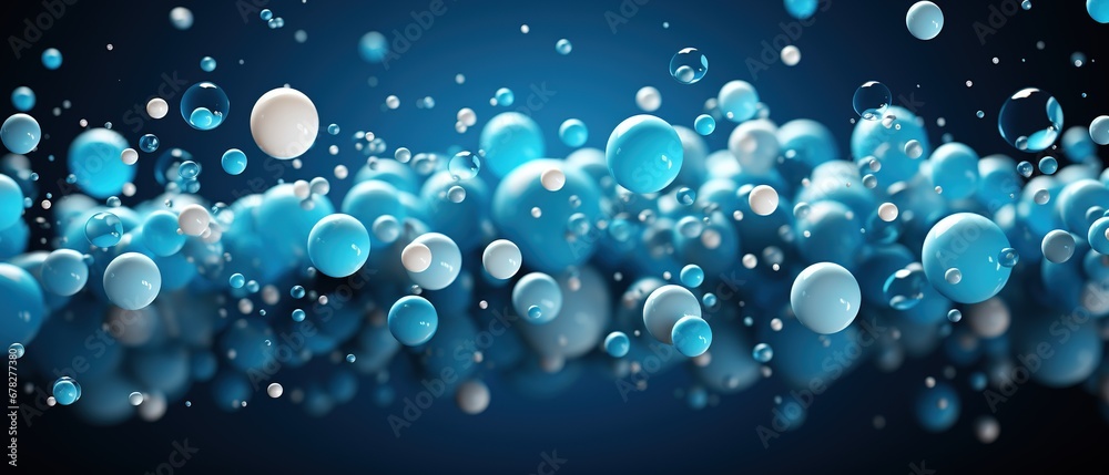 Blue molecules on dark background.