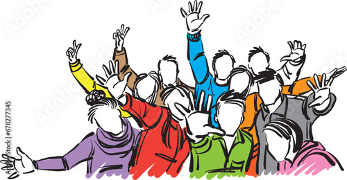 doodle friendship concept friends together happy vector illustration