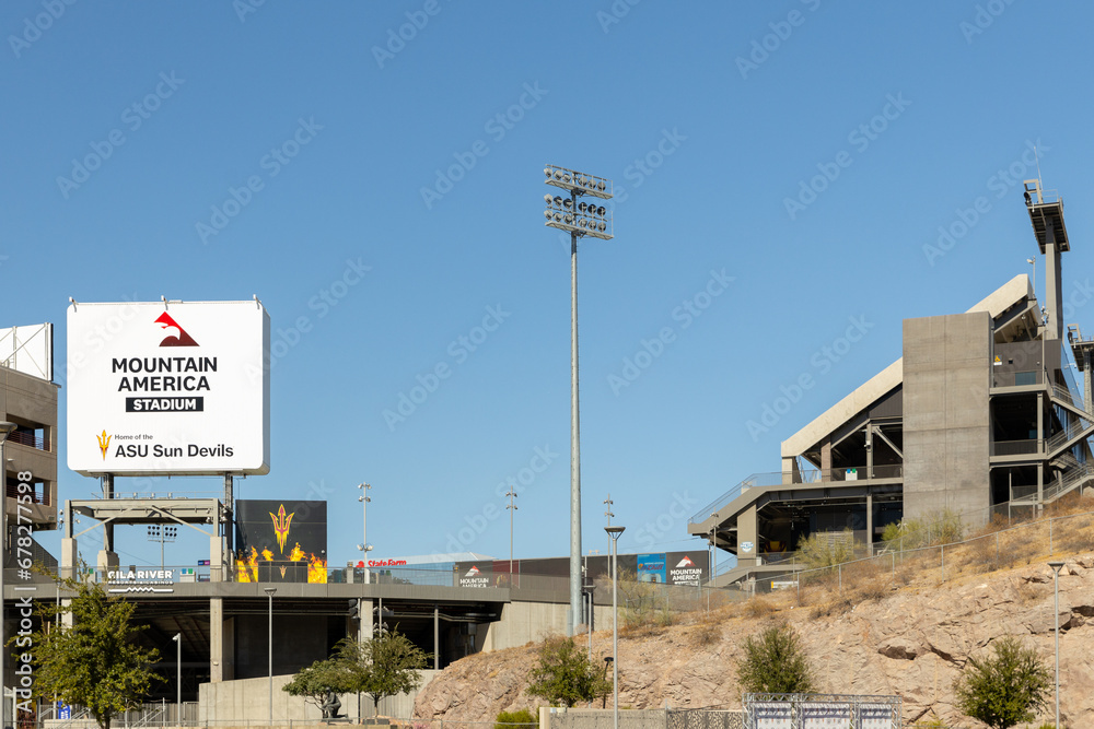 Tempe, AZ, USA October 28, 2023 Mountain America Stadium is home to