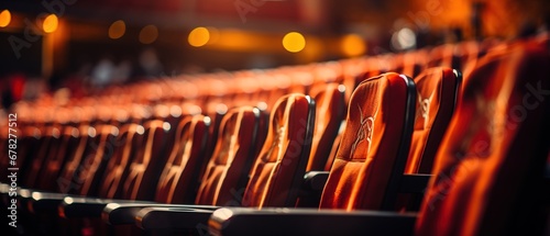 Empty red cinema seats.