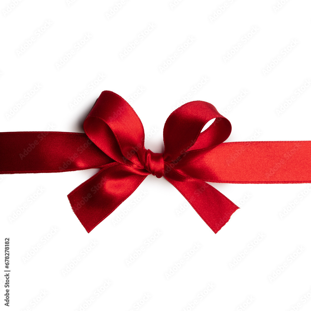 Fototapeta premium Red gift bow on white