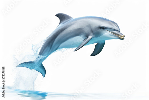 Playful dolphin on white background