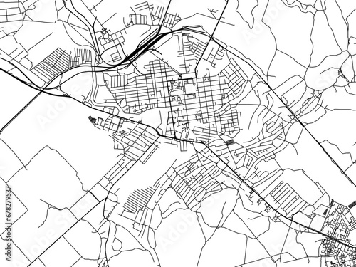 Vector road map of the city of Pavlohrad in Ukraine with black roads on a white background.