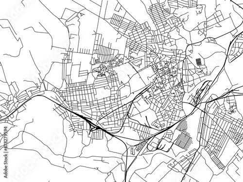 Vector road map of the city of Sloviansk in Ukraine with black roads on a white background. photo