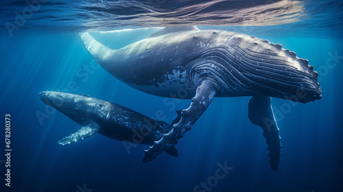 A humpback whale swims © Hassan