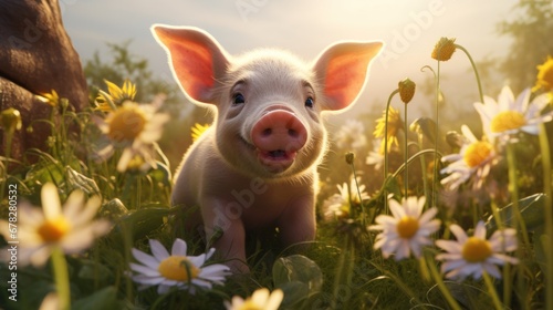 Wallpaper Mural Happy pig pleased to welcome you. Torontodigital.ca