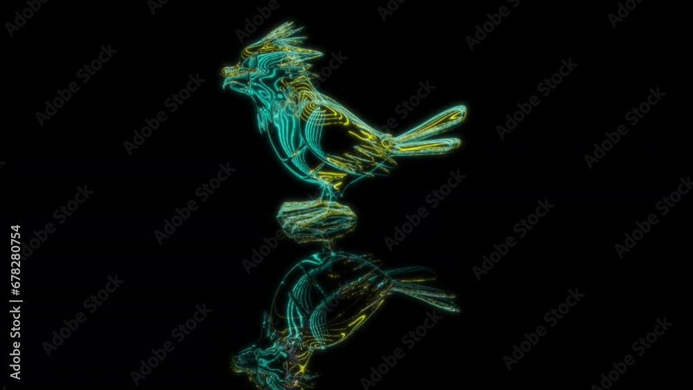 3D animation rendering, sparrow model on a black background 3D animation rendering, sparrow model on a black background