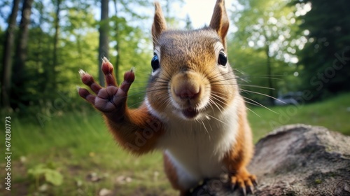 Happy squirrel pleased to welcome you. photo