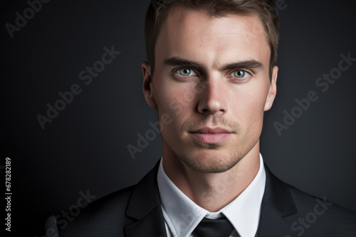 Well-dressed man confidently poses for picture. Perfect for professional and business-related concepts © vefimov