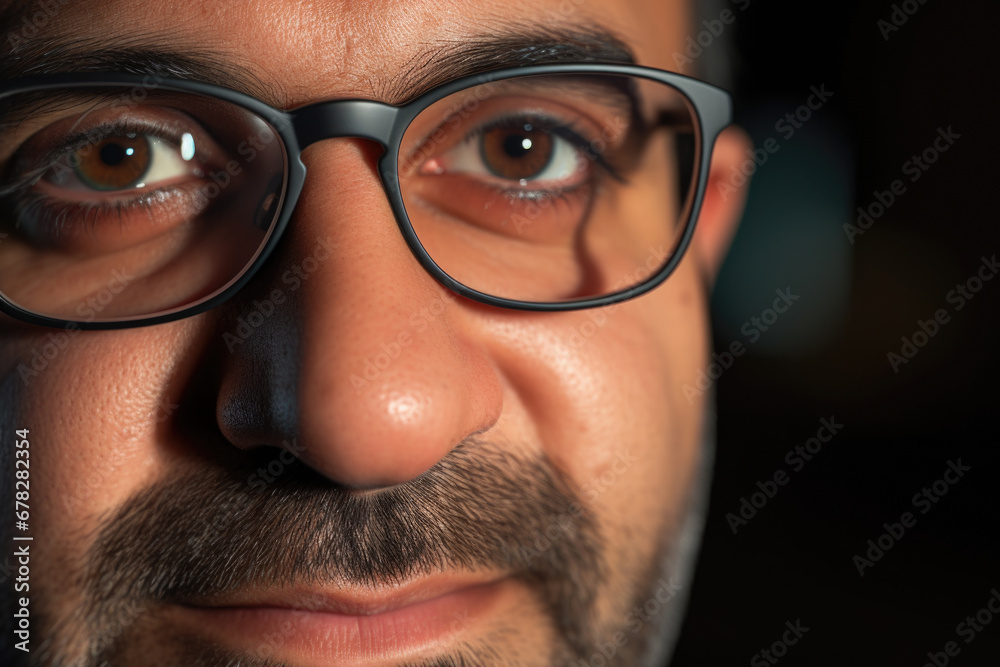 Man wearing glasses. Intelligence, professionalism, or concept of modern professional. It is suitable for various business and technology-related designs Man wearing glasses. Intelligence, professionalism, or concept of modern professional. It is suitable for various business and technology-related designs