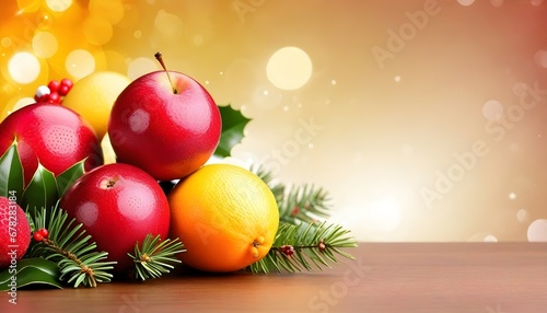 christmas background with fruits