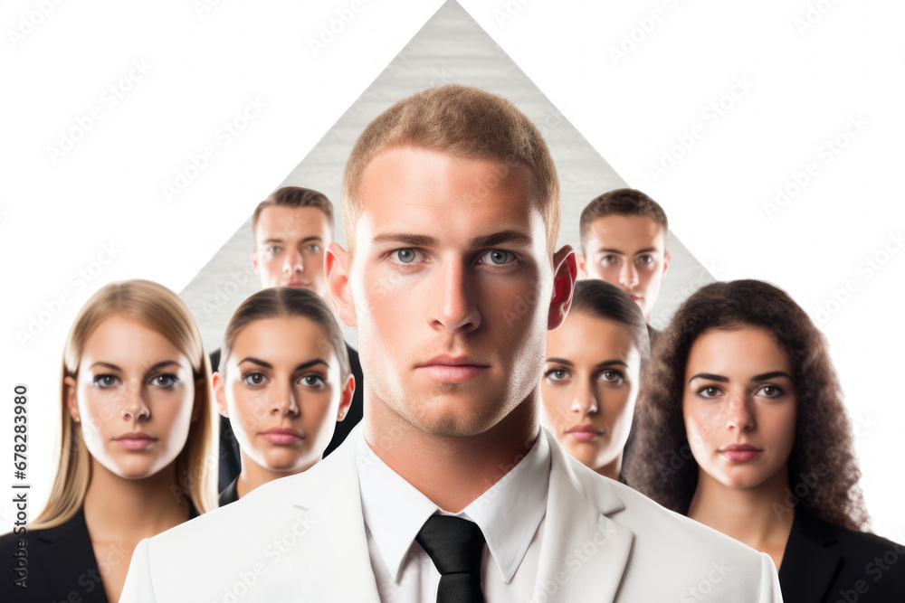 Man is standing in front of group of people. This image can be used to represent leadership, public speaking, teamwork, or group dynamics in various settings Man is standing in front of group of people. This image can be used to represent leadership, public speaking, teamwork, or group dynamics in various settings