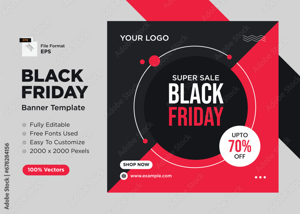 Obraz premium Black Friday Super Sale Social Media Banner Template