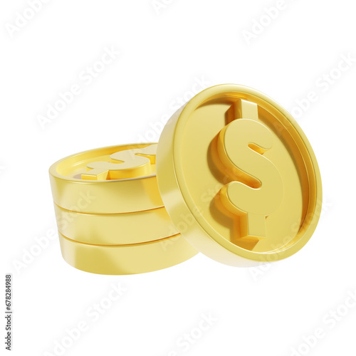 coin and money icon 3d illustration