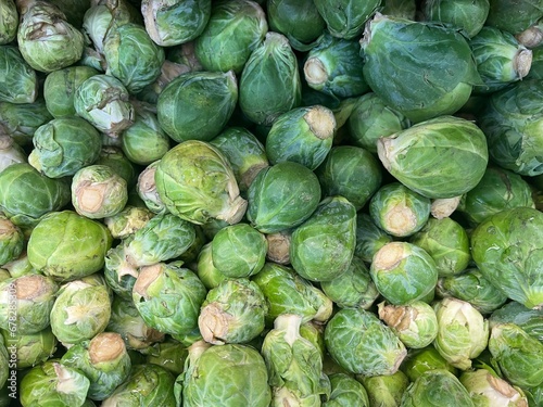vegetables in the store, Brussels sprouts on the counter