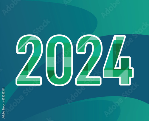 2024 Happy New Year Holiday Abstract Graphic Design Vector Logo Symbol Illustration With Green Background