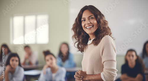 Woman Teacher Classroom Students Education Concept photo