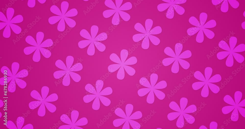 Abstract pattern background. Individually Rotating flowers over pink color background. Seamless loop repeated pattern motion graphics background. Abstract pattern background. Individually Rotating flowers over pink color background. Seamless loop repeated pattern motion graphics background.