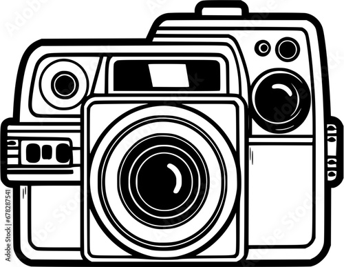 Camera Electronic Device Vintage Outline Icon In Hand-drawn Style