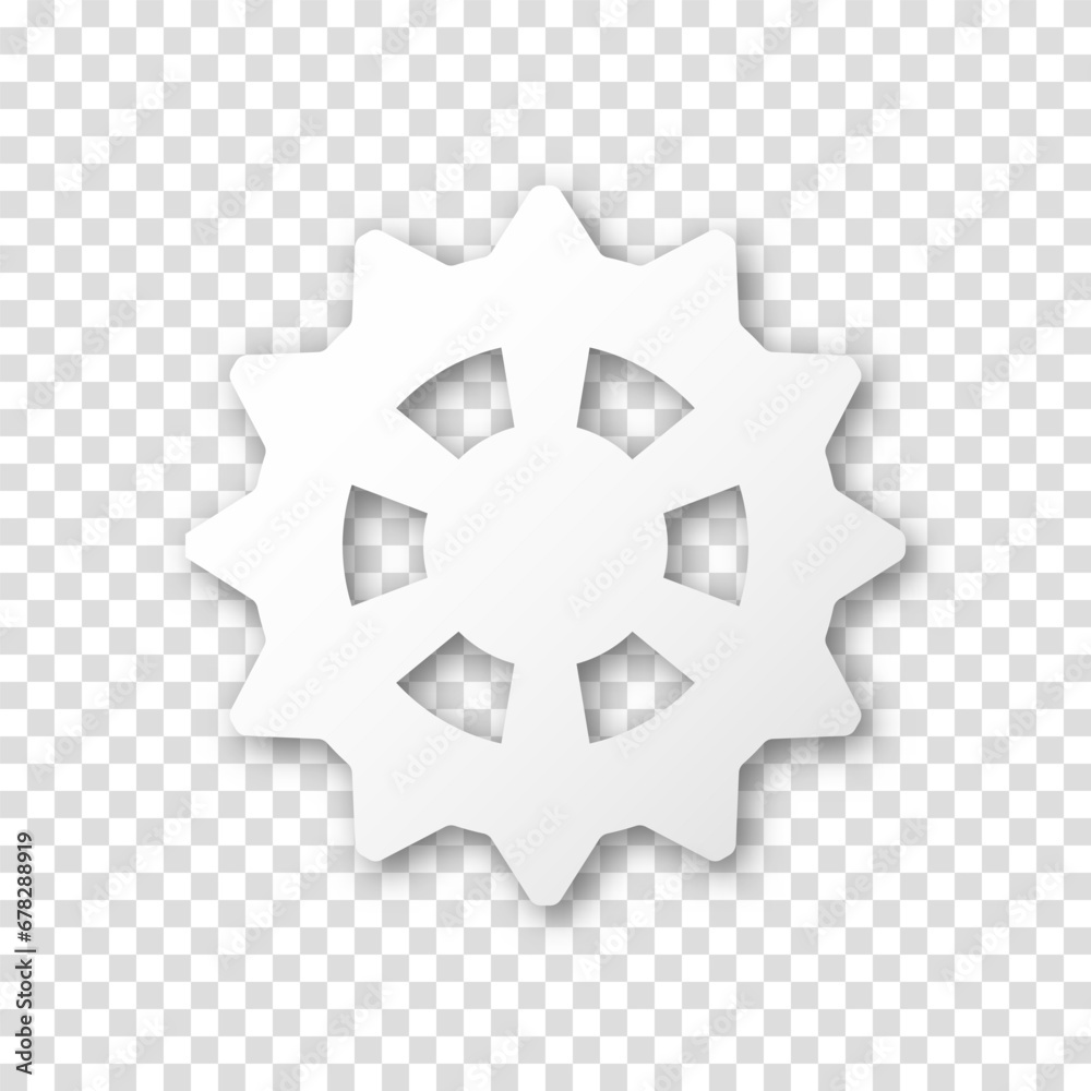 Gear icon, flat design. Machine sprocket gear icon. Realistic vector cogwheel sign symbol on a transparent background.